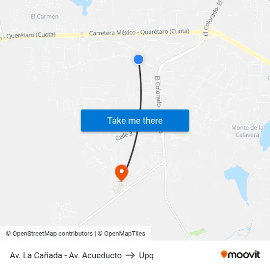 Av. La Cañada - Av. Acueducto to Upq map