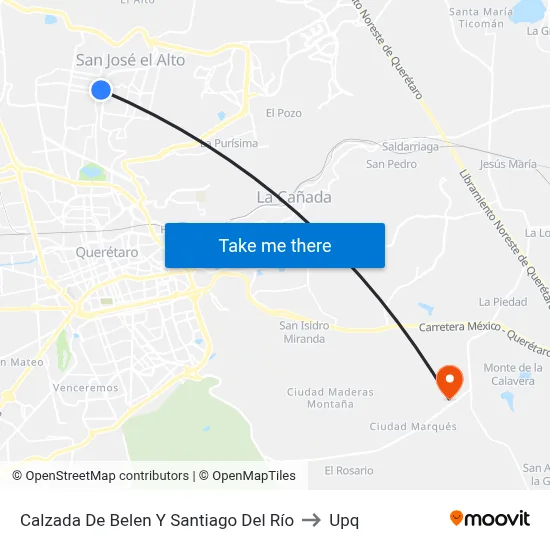 Calzada De Belen Y Santiago Del Río to Upq map