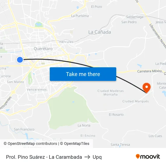 Prol. Pino Suárez - La Carambada to Upq map