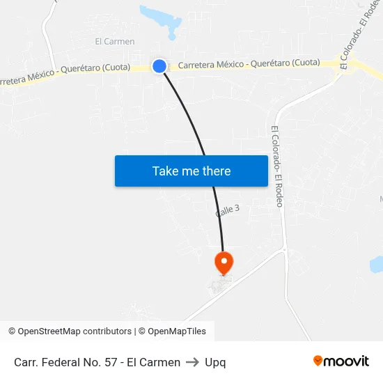 Carr. Federal No. 57 - El Carmen to Upq map