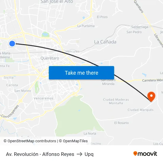 Av. Revolución - Alfonso Reyes to Upq map