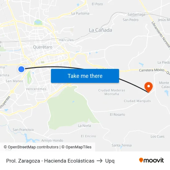 Prol. Zaragoza - Hacienda Ecolásticas to Upq map
