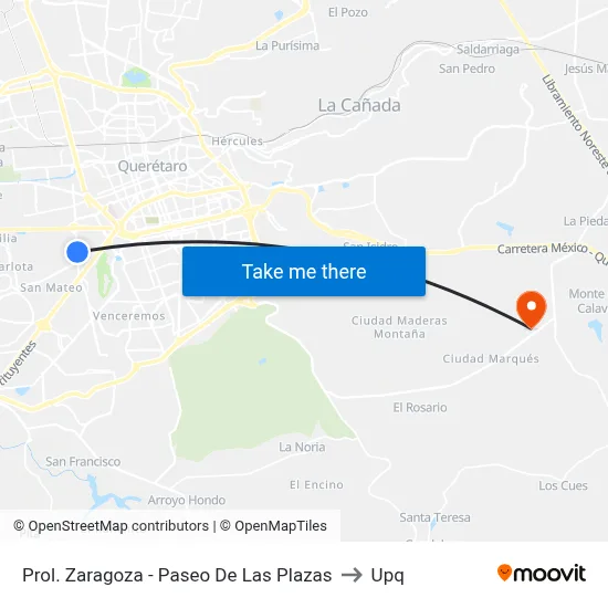 Prol. Zaragoza - Paseo De Las Plazas to Upq map