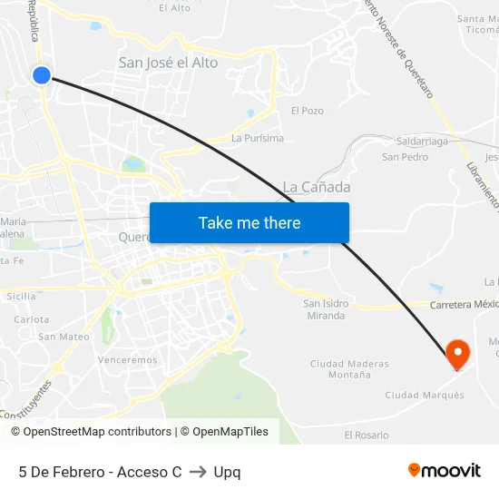 5 De Febrero - Acceso C to Upq map