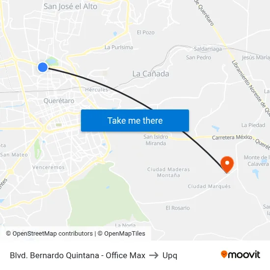 Blvd. Bernardo Quintana - Office Max to Upq map