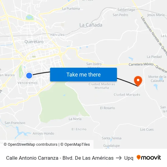 Calle Antonio Carranza - Blvd. De Las Américas to Upq map