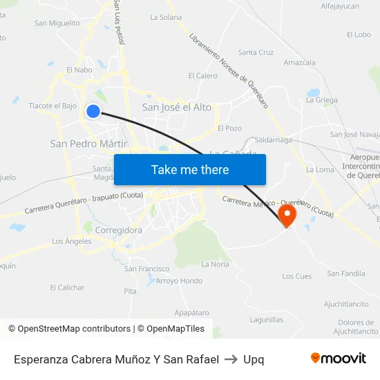 Esperanza Cabrera Muñoz Y San Rafael to Upq map