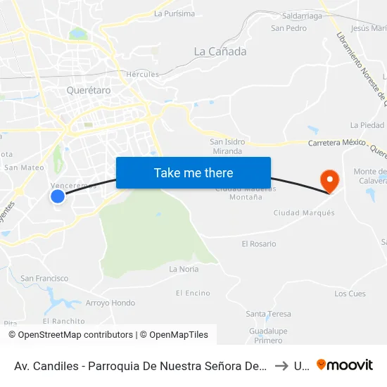 Av. Candiles - Parroquia De Nuestra Señora De La Esperanza to Upq map