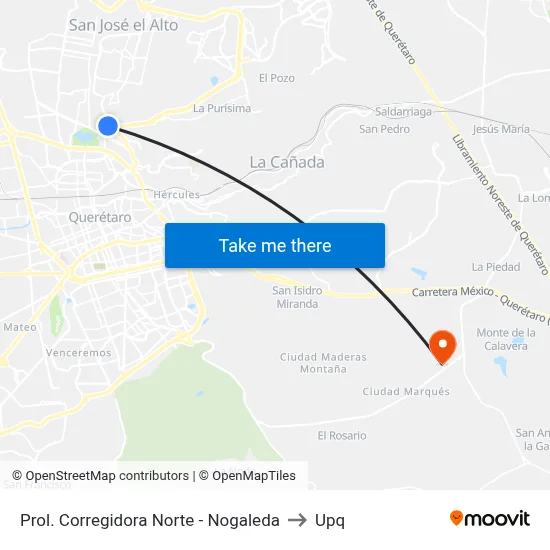 Prol. Corregidora Norte - Nogaleda to Upq map