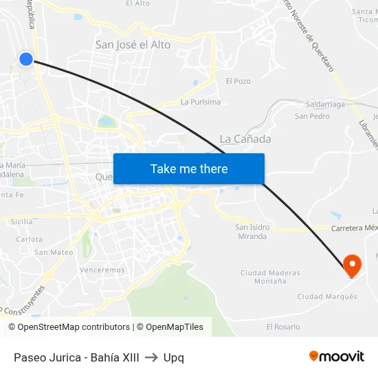 Paseo Jurica - Bahía XIII to Upq map