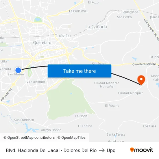Blvd. Hacienda Del Jacal - Dolores Del Río to Upq map