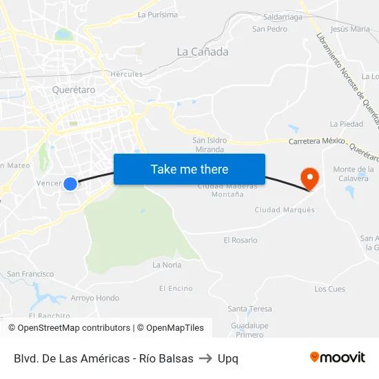 Blvd. De Las Américas - Río Balsas to Upq map