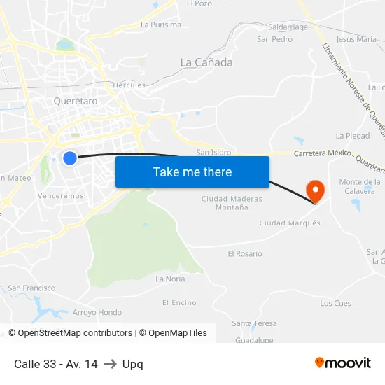 Calle 33 - Av. 14 to Upq map