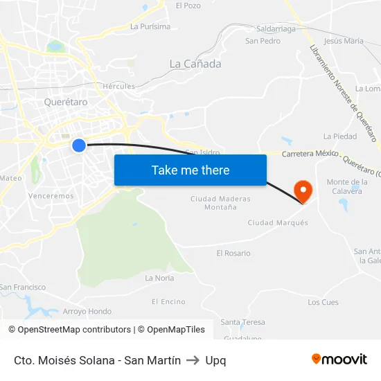 Cto. Moisés Solana - San Martín to Upq map