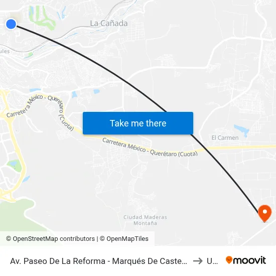Av. Paseo De La Reforma - Marqués De Castelar to Upq map