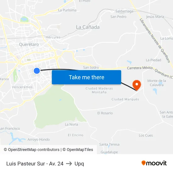 Luis Pasteur Sur - Av. 24 to Upq map
