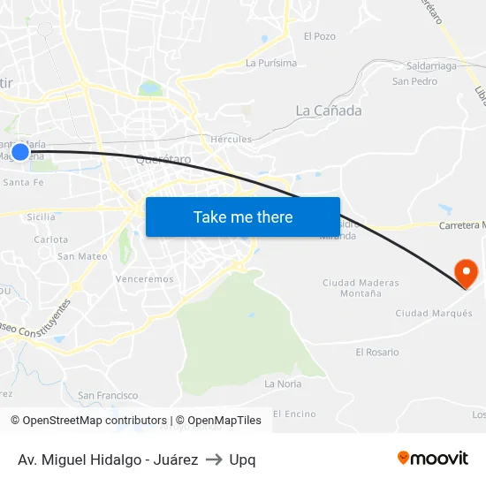 Av. Miguel Hidalgo - Juárez to Upq map