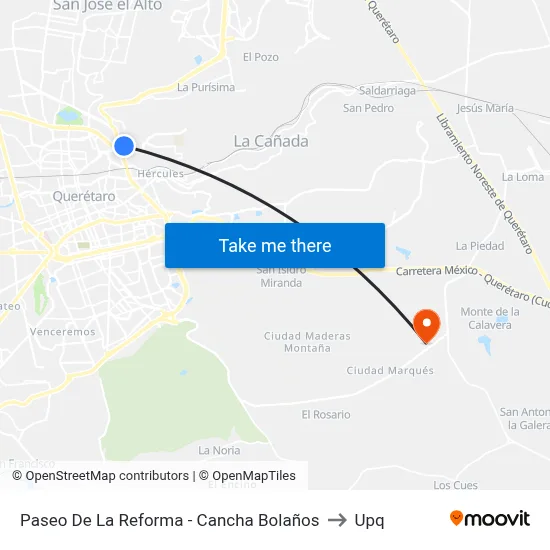 Paseo De La Reforma - Cancha Bolaños to Upq map