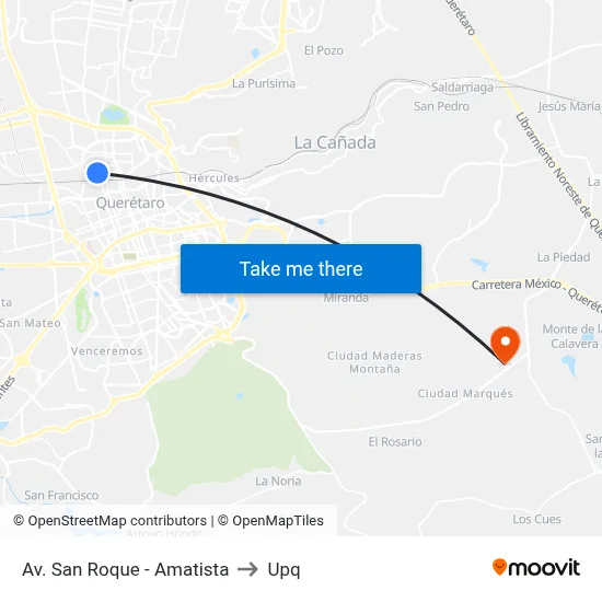 Av. San Roque - Amatista to Upq map