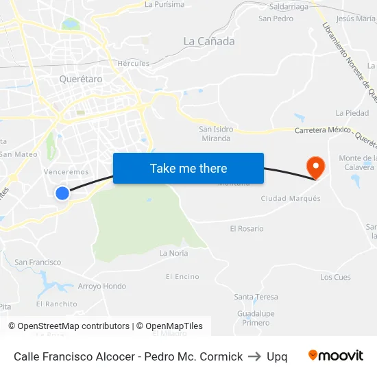 Calle Francisco Alcocer - Pedro Mc. Cormick to Upq map