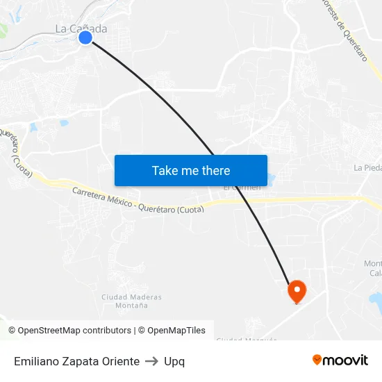 Emiliano Zapata Oriente to Upq map