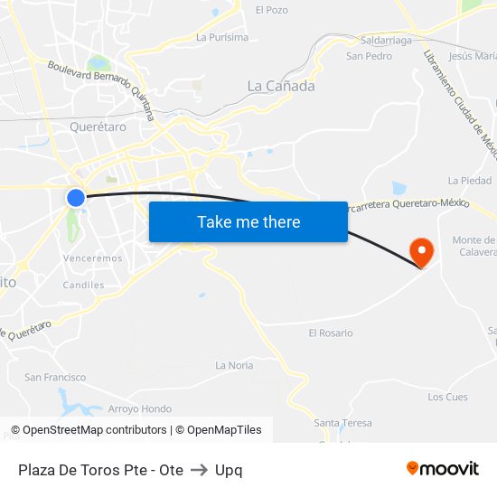 Plaza De Toros Pte - Ote to Upq map
