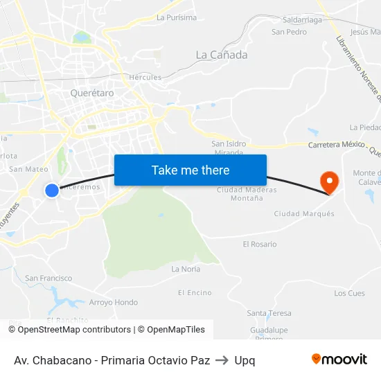 Av. Chabacano - Primaria Octavio Paz to Upq map