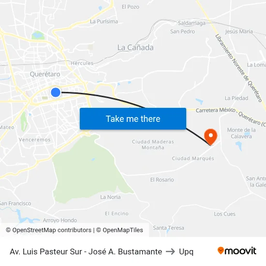 Av. Luis Pasteur Sur - José A. Bustamante to Upq map