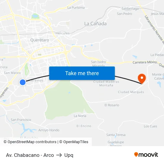 Av. Chabacano - Arco to Upq map