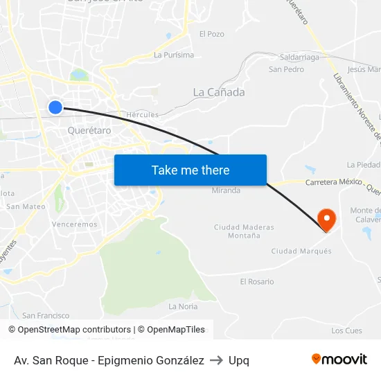Av. San Roque - Epigmenio González to Upq map