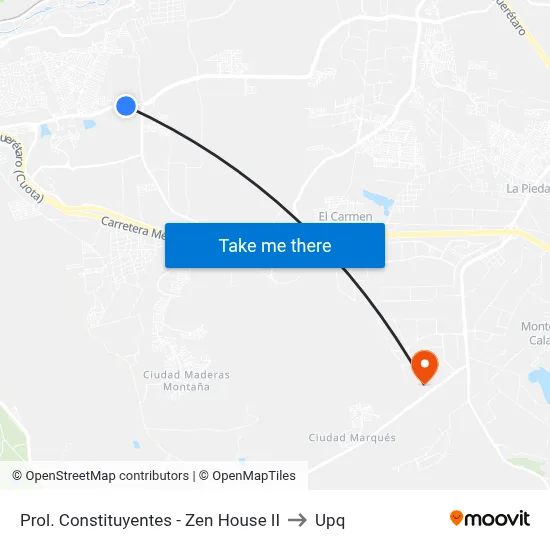 Prol. Constituyentes - Zen House II to Upq map