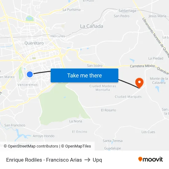 Enrique Rodiles - Francisco Arias to Upq map