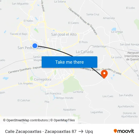 Calle Zacapoaxtlas - Zacapoaxtlas 87 to Upq map