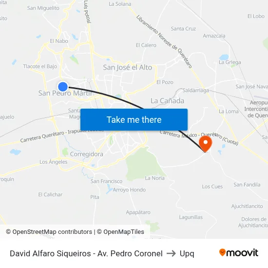 David Alfaro Siqueiros - Av. Pedro Coronel to Upq map