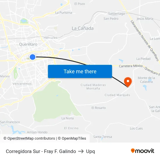 Corregidora Sur - Fray F. Galindo to Upq map