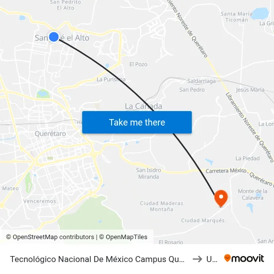 Tecnológico Nacional De México Campus Querétaro to Upq map