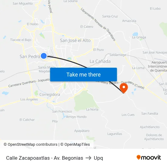 Calle Zacapoaxtlas - Av. Begonias to Upq map