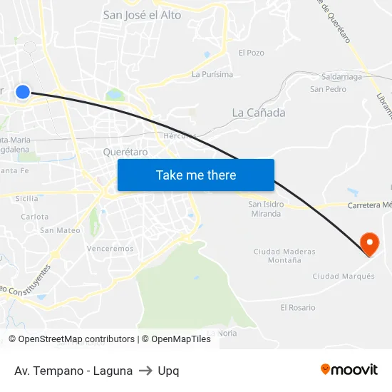 Av. Tempano - Laguna to Upq map