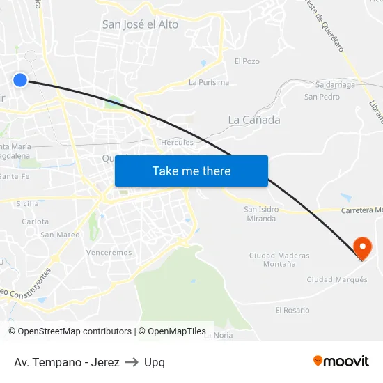 Av. Tempano - Jerez to Upq map