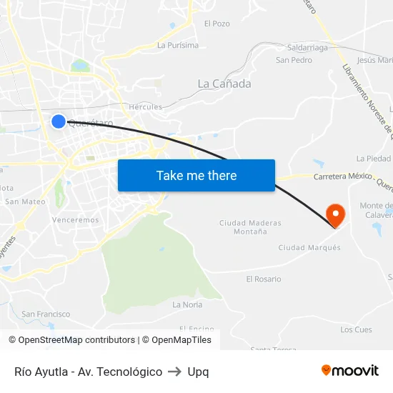 Río Ayutla - Av. Tecnológico to Upq map