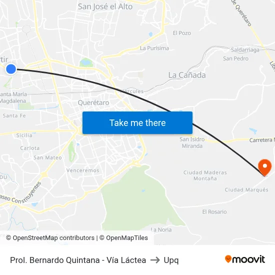 Prol. Bernardo Quintana - Vía Láctea to Upq map