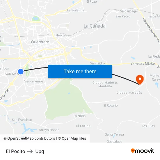 El Pocito to Upq map
