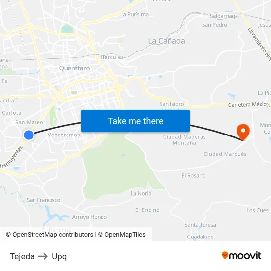 Tejeda to Upq map