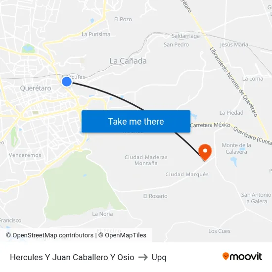 Hercules Y Juan Caballero Y Osio to Upq map