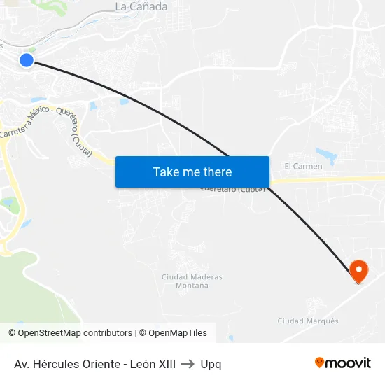 Av. Hércules Oriente - León XIII to Upq map