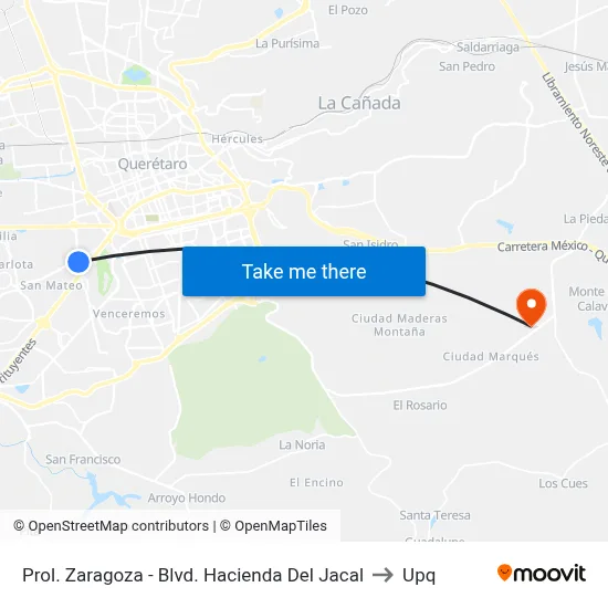 Prol. Zaragoza - Blvd. Hacienda Del Jacal to Upq map