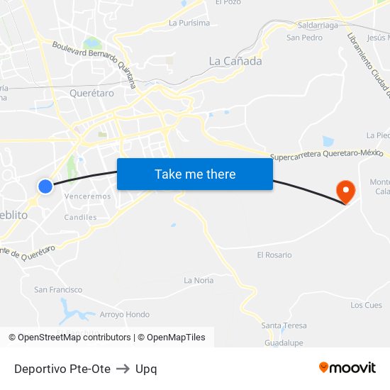 Deportivo Pte-Ote to Upq map
