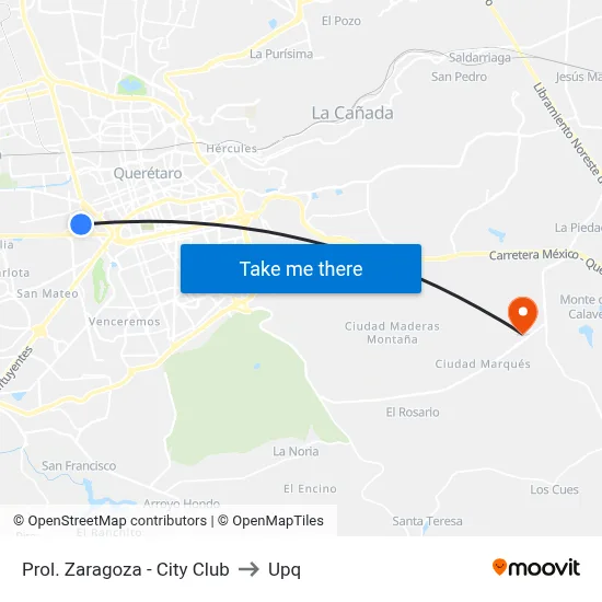 Prol. Zaragoza - City Club to Upq map