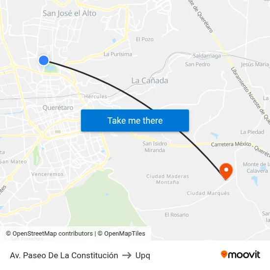 Av. Paseo De La Constitución to Upq map
