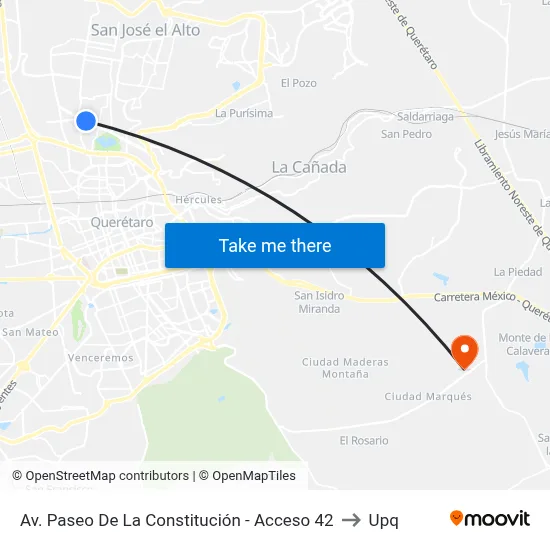 Av. Paseo De La Constitución - Acceso 42 to Upq map
